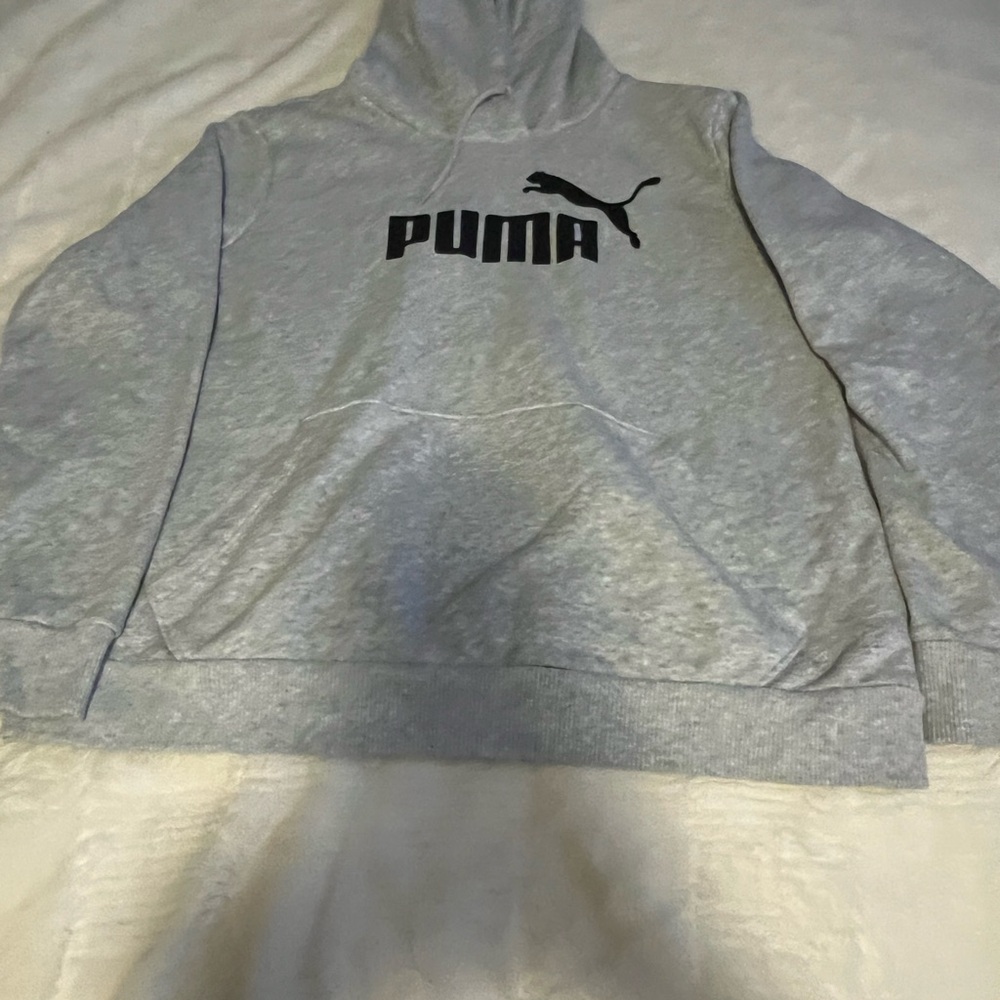 Puma Light Gray Hoodie with Black Logo